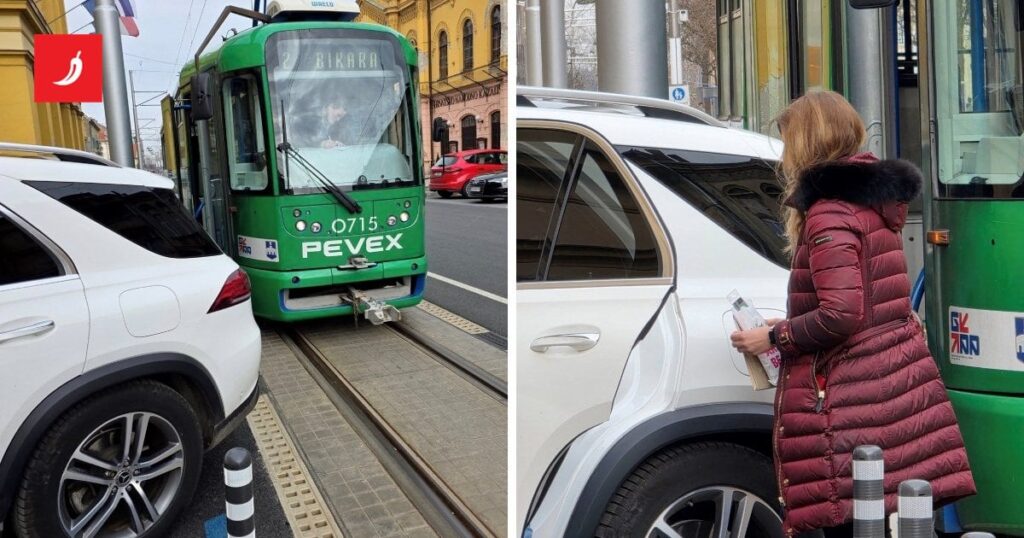osijekトラムは、ビルジャナボルザンの駐車車のために立ち往生しています