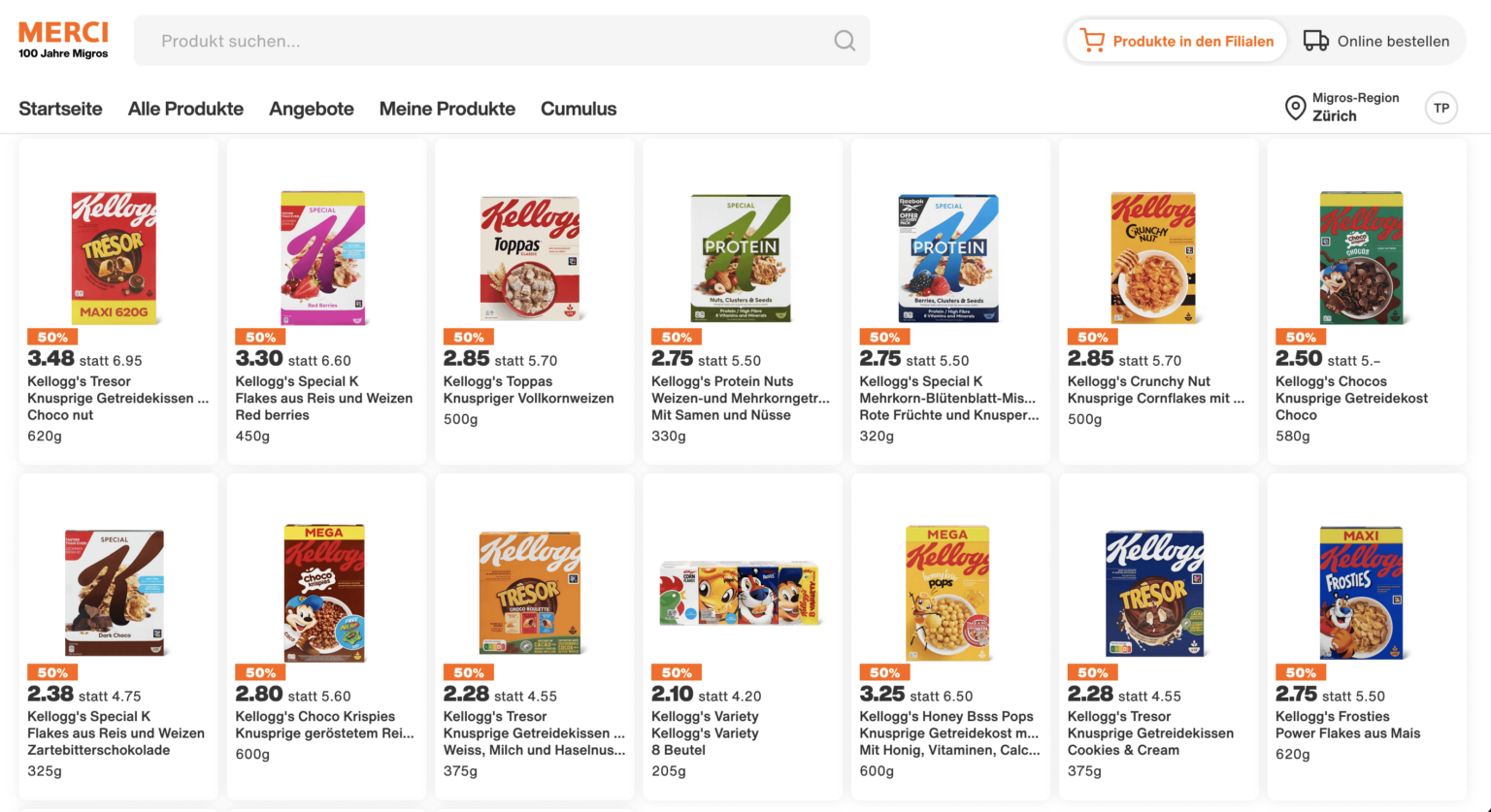 MigrosはKelloggの記念日を宣伝しています。それについてどう思いますか？