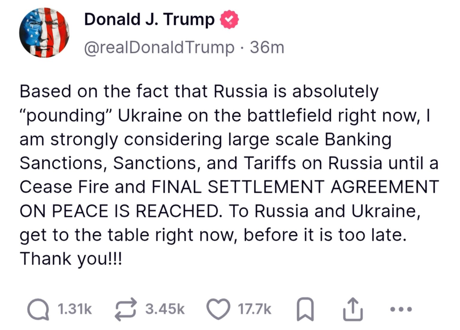 トランプは制裁で再びロシアを脅かす