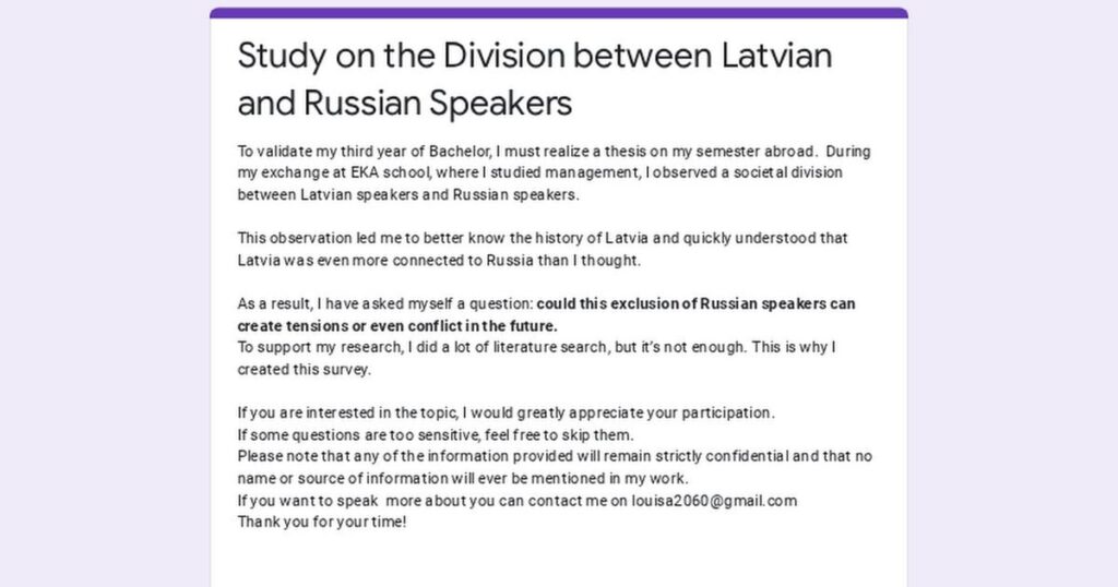 ラトビア語とロシア語の話者の間の分裂に関する研究