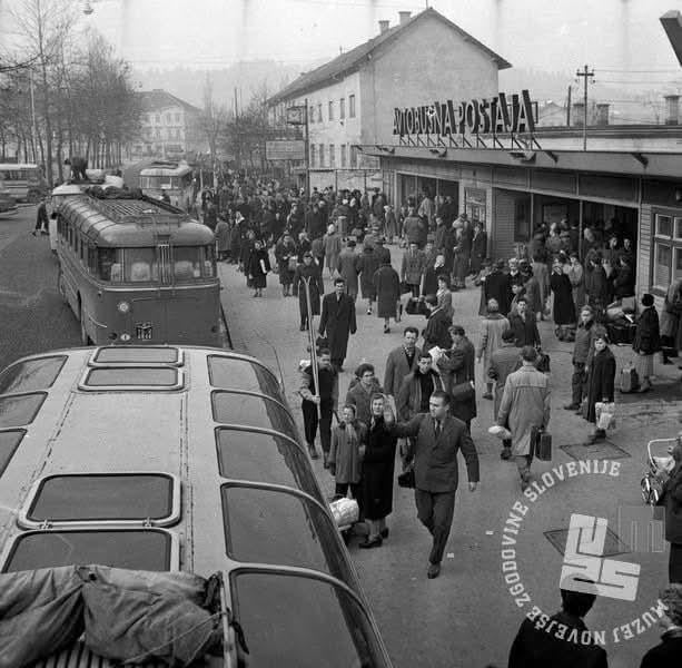 1959年、リュブリャナのバス停。著者M.シグリック