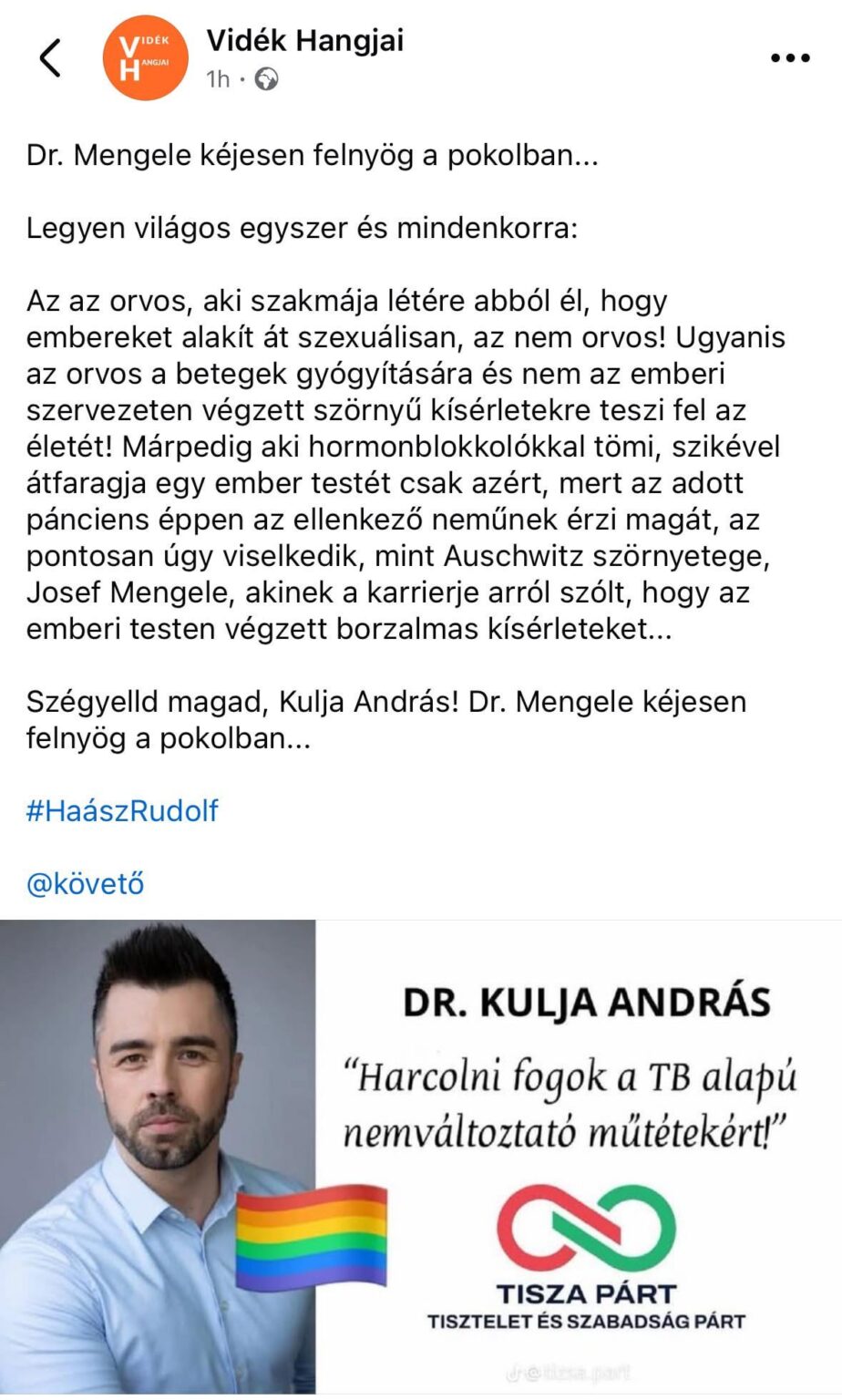 AndrásKuljaは、登録された組織である偽のニュースをすでに広めています。これはミームのページではありません。制限はどこにありますか？
