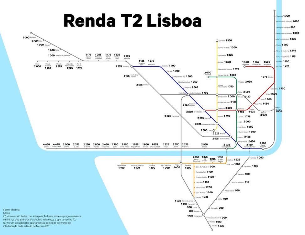 メトロと鉄道駅の地図にあるT2のレース