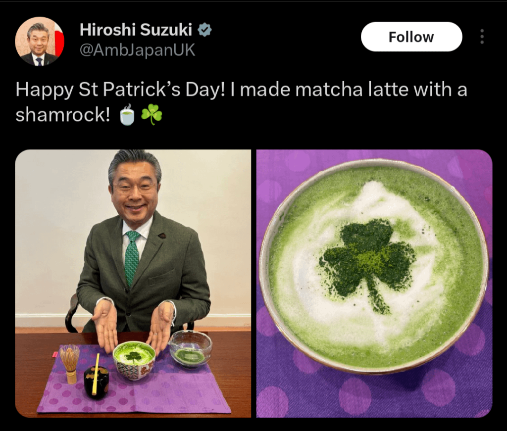 聖パトリックの日を祝う英国の日本大使