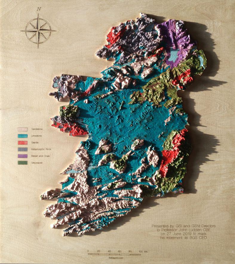 アイルランドの3D地質地図は木材をカットしました