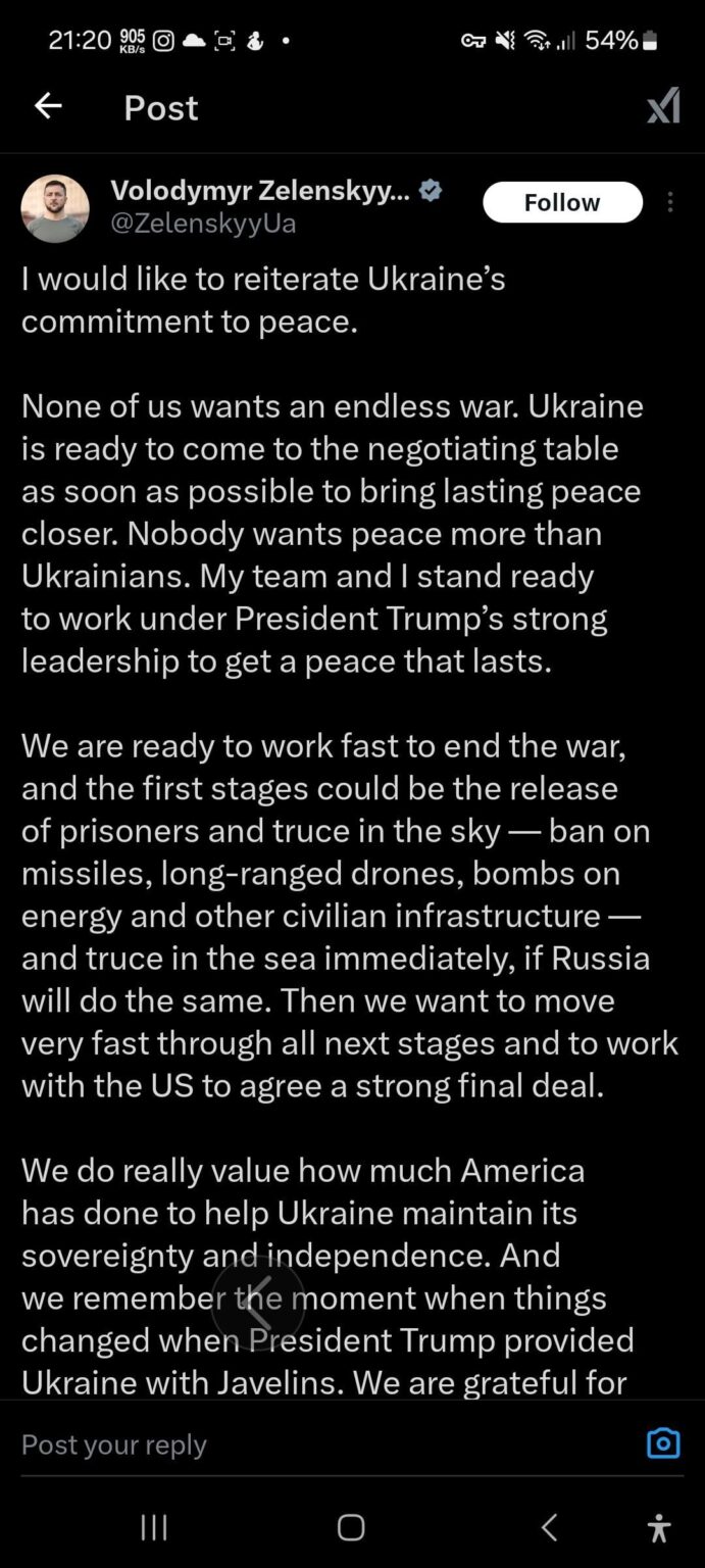Zelenskyyの声明は、トランプの平和計画を謝罪し、肯定します