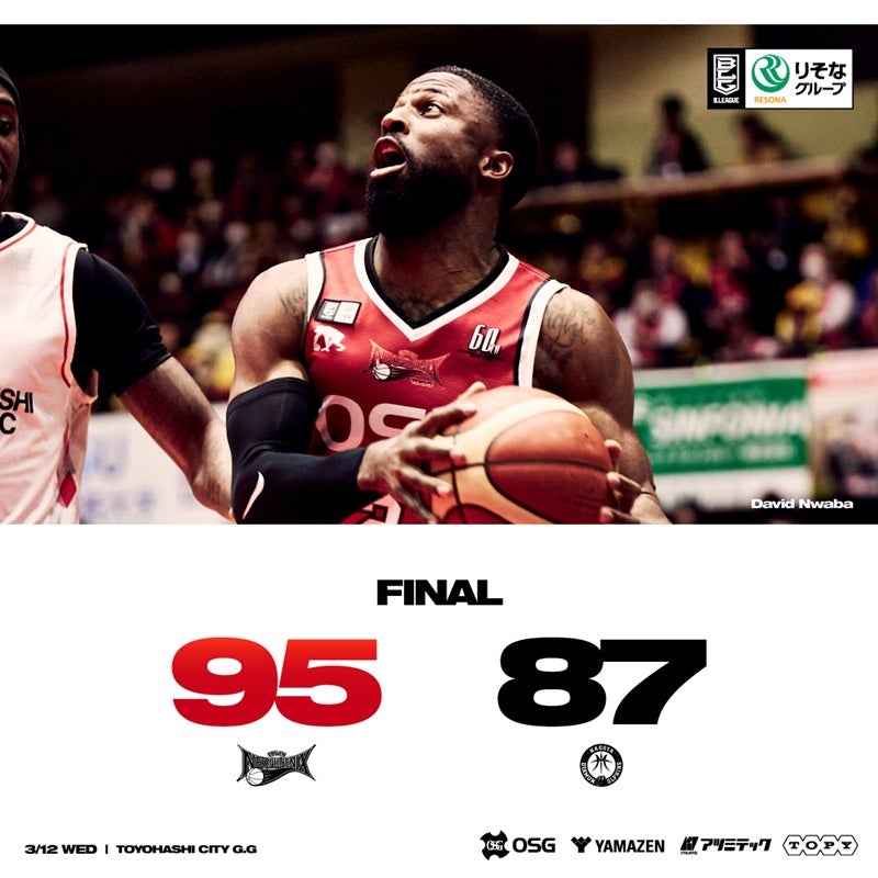 【試合結果】3/12(水)りそなグループ B.LEAGUE 2024-25 B1リーグ戦 第24節 三遠 95-87 名古屋D