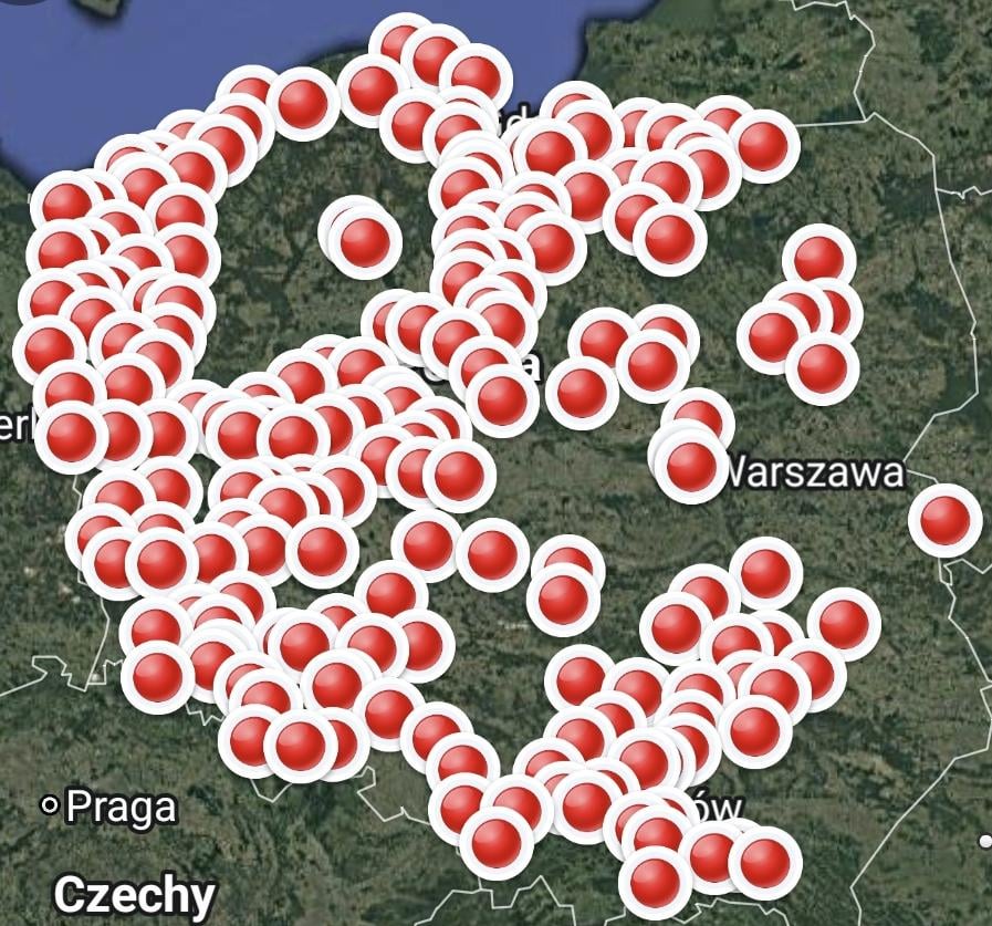 誰かが見つけたポーランドのすべてのゴシック教会と礼拝堂の地図