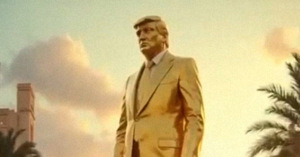 トランプ黄金巨像動画製作者「風刺で作って公開したら、なぜかトランプ自ら投稿していた」
