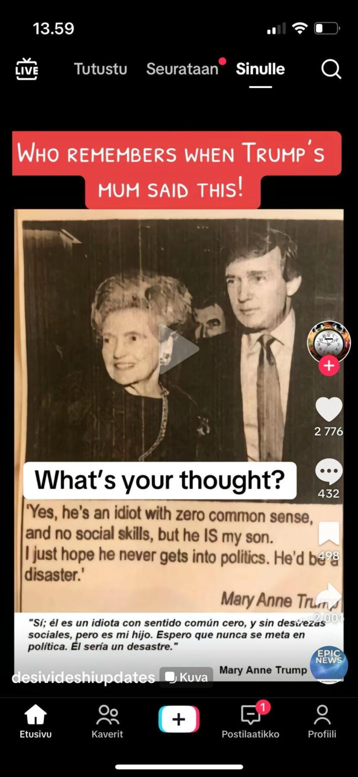 トランプのお母さんはよく知っていました
