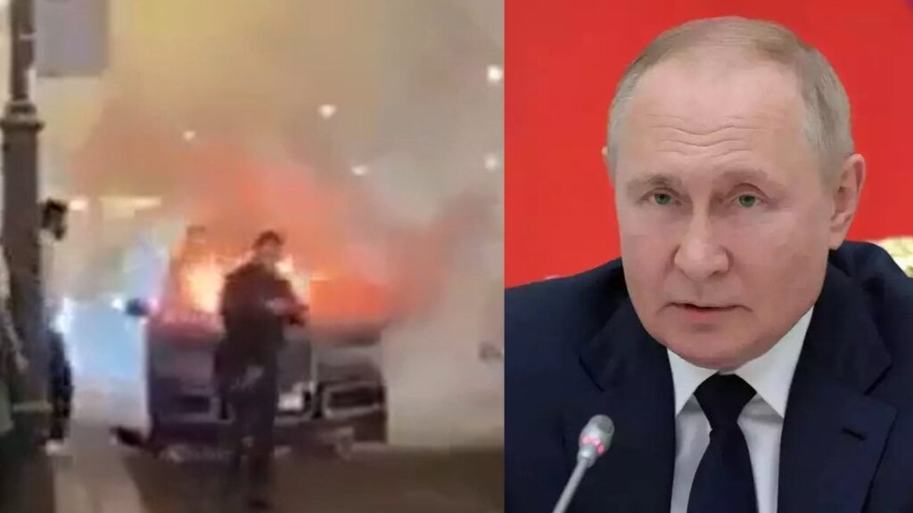 プーチンの275,000ポンドのリムジンがモスクワで爆発します。