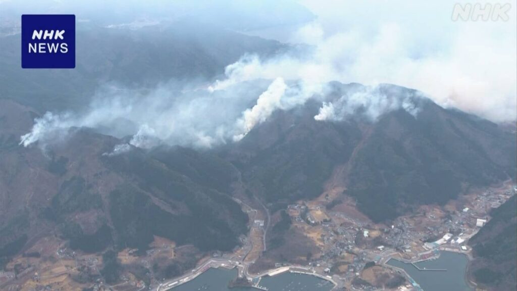 岩手 大船渡 山林火災 赤崎町南側で被害拡大 夜を徹し消火活動