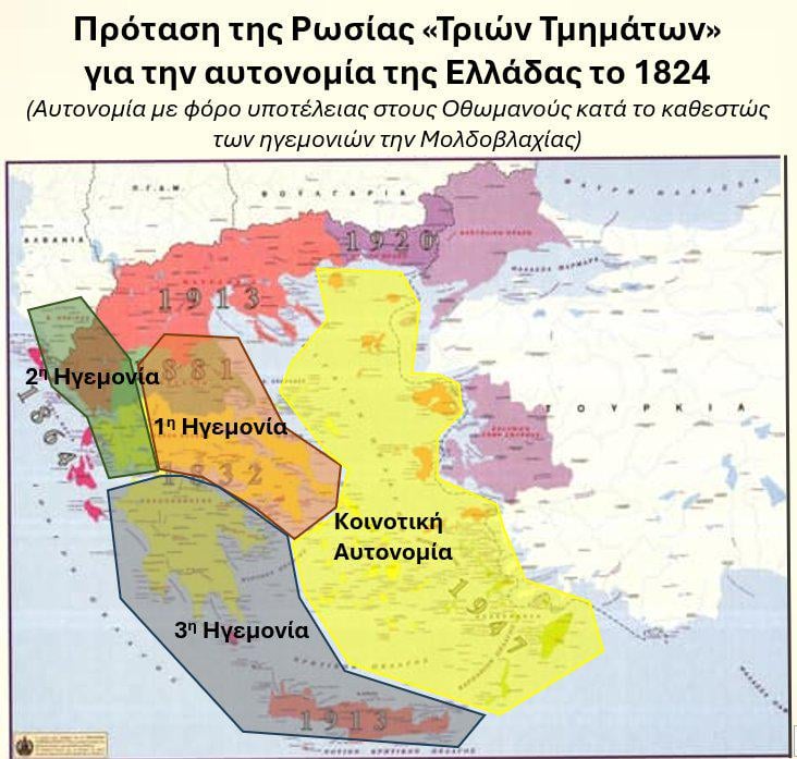 ギリシャ問題の解決のためにロシアの皇帝アレクサンダー1世（1801-1825）によって1824年に提案された3つのギリシャの覇権の計画。この計画は、ギリシャ人と高門と西ヨーロッパ軍の両方によって拒否されました。