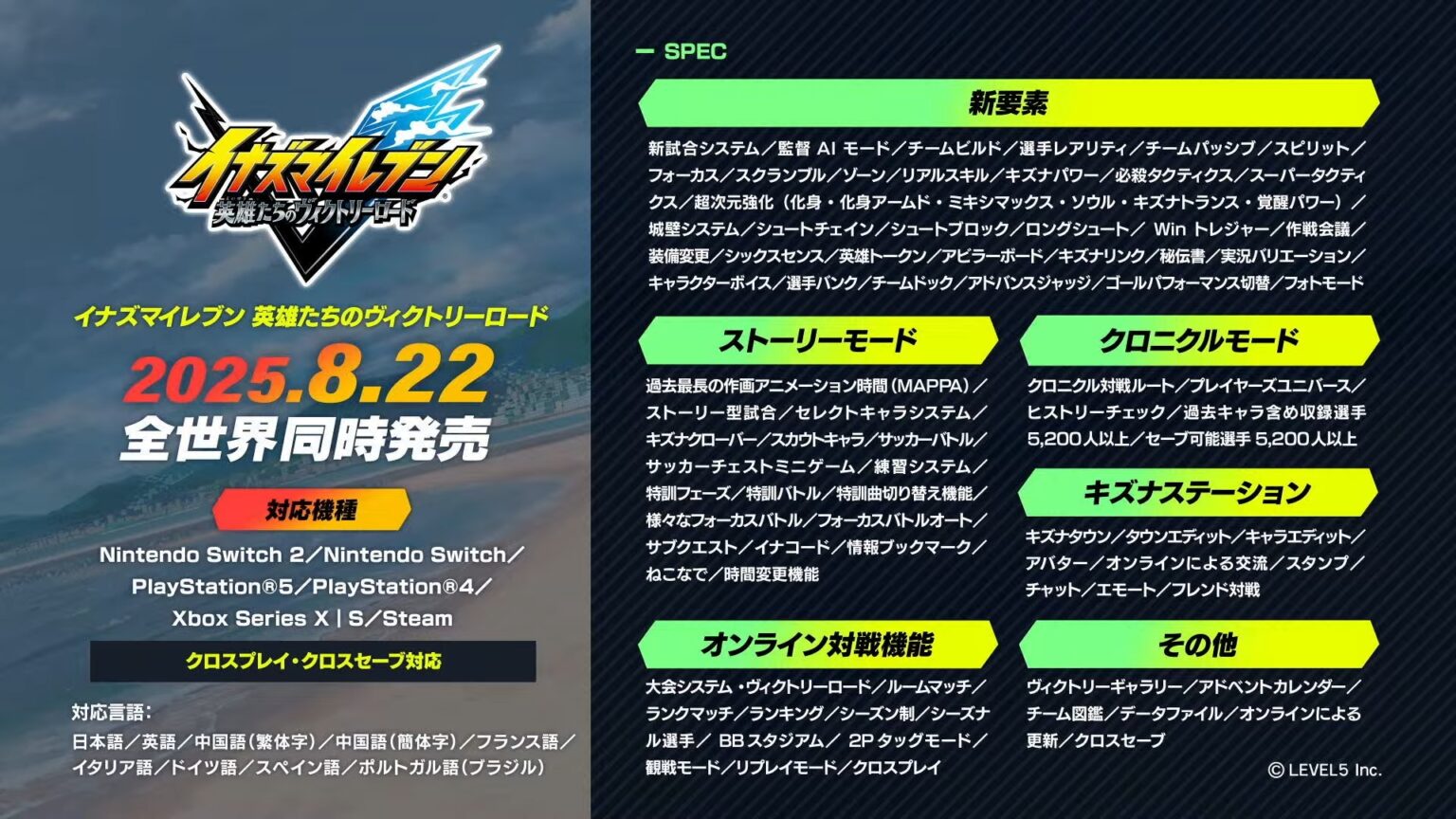 「イナズマイレブン 英雄たちのヴィクトリーロード」の発売日が8月22日に決定。約20分におよぶ超ロングなPVが公開され，システム情報も大量公開 - 4Gamer.net