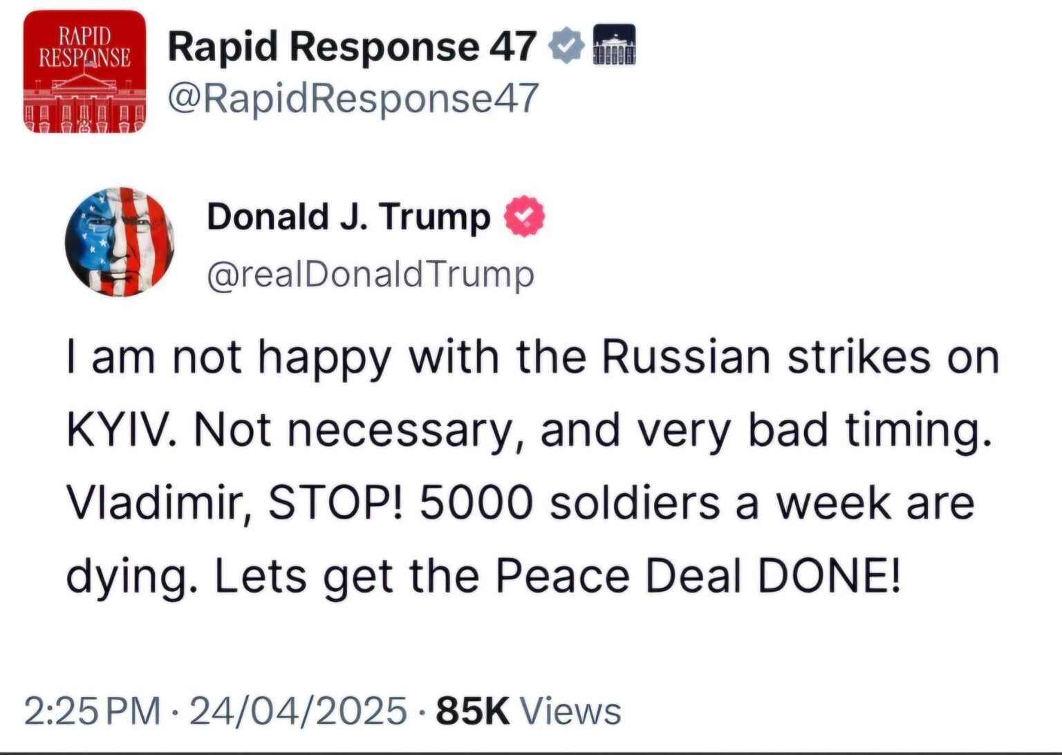 トランプは彼の戦争犯罪夫に腹を立てています
