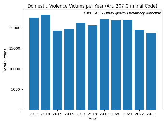 家庭内暴力の犠牲者、2013-2023