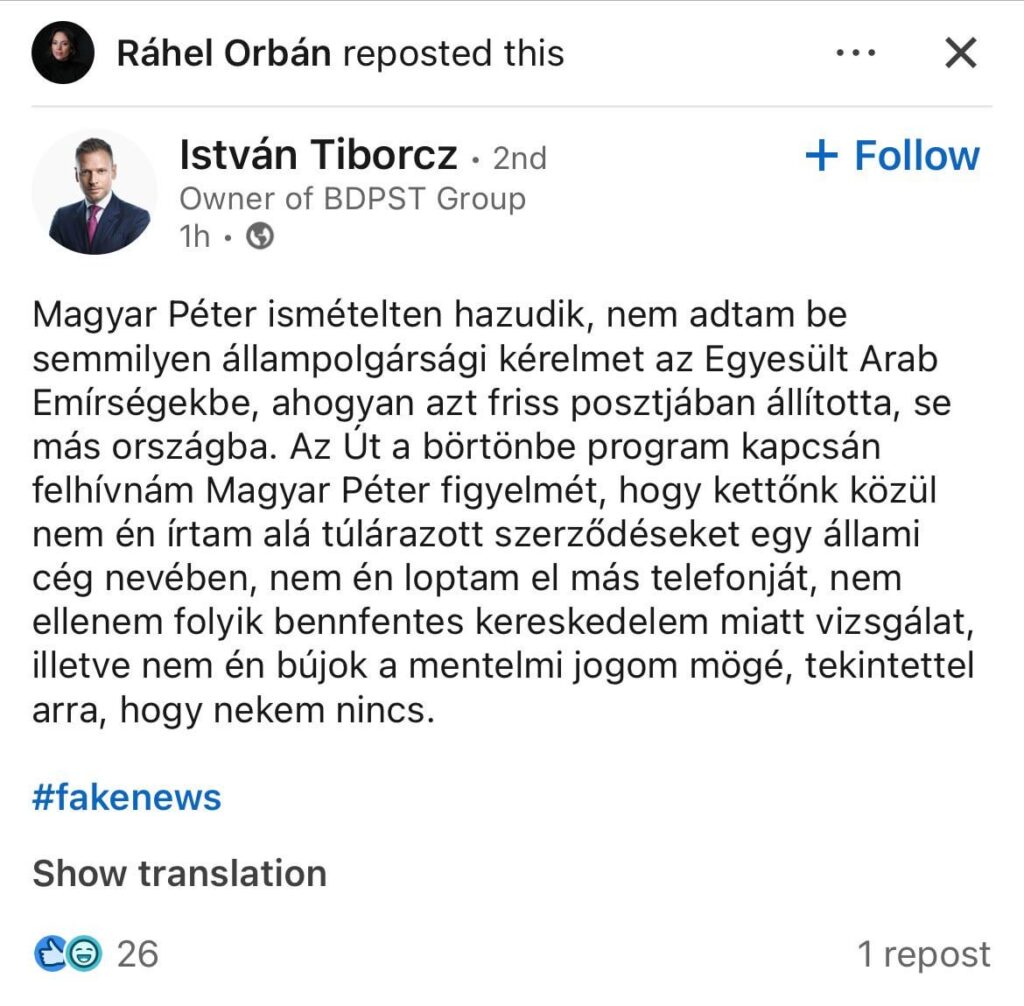 Tiborczは、LinkedInの真実を宣伝しています