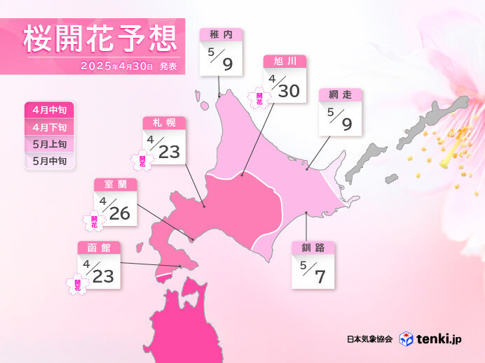 桜前線は北海道・旭川まで到達 道北と道東では5月上旬に開花する所が多い(tenki.jp) – Yahoo!ニュース – Yahoo!ニュース 桜前線は北海道・旭川まで到達 道北と道東では5月上旬に開花する所が多い(tenki.jp) - Yahoo!ニュース - Yahoo!ニュース