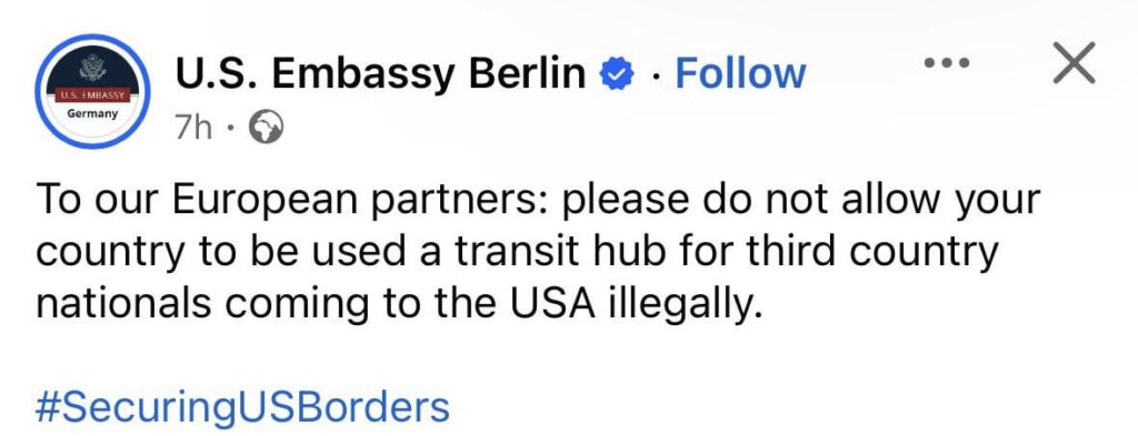 誰もドイツをアメリカに向けて出発しません。 😏