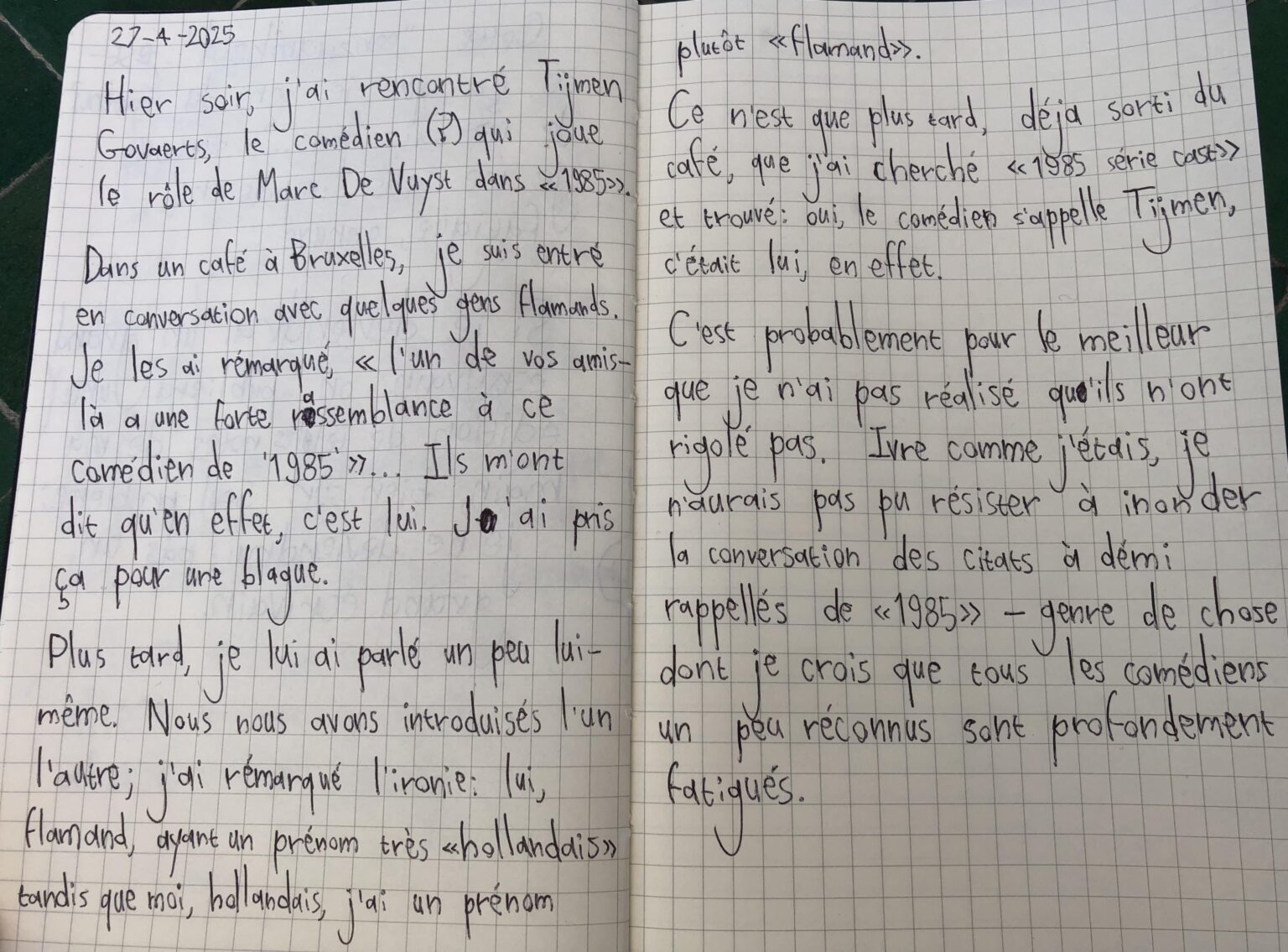 フランスの練習の形としてジャーナリング、2日目。 🍺