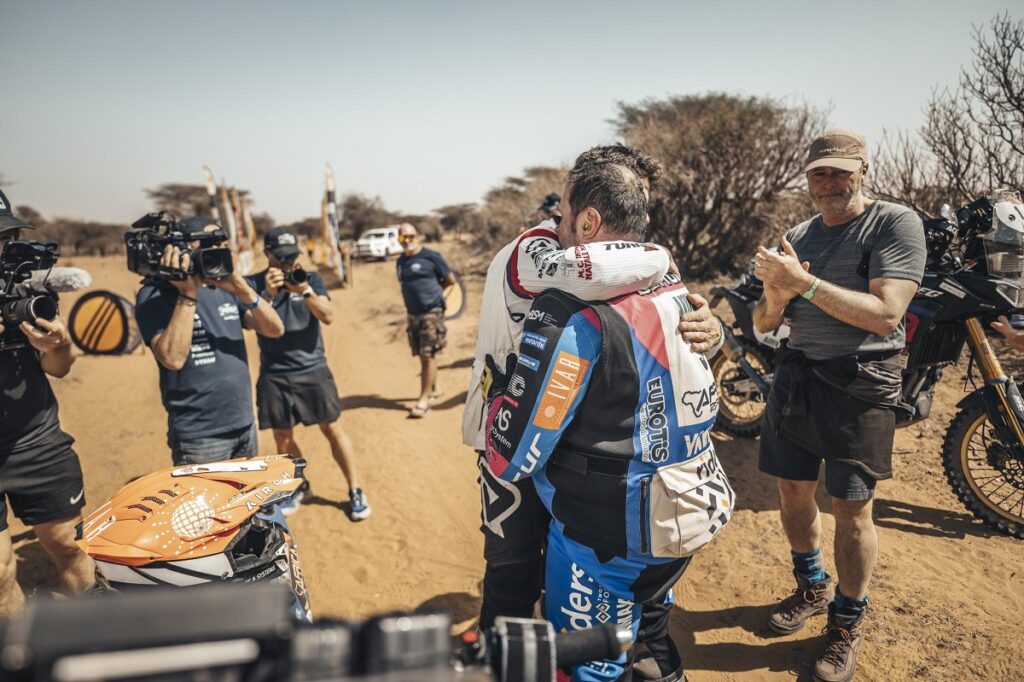 Alessandro Botturi wins stage 12 of the Africa Eco Race as Jacopo Cerutti celebrates victory