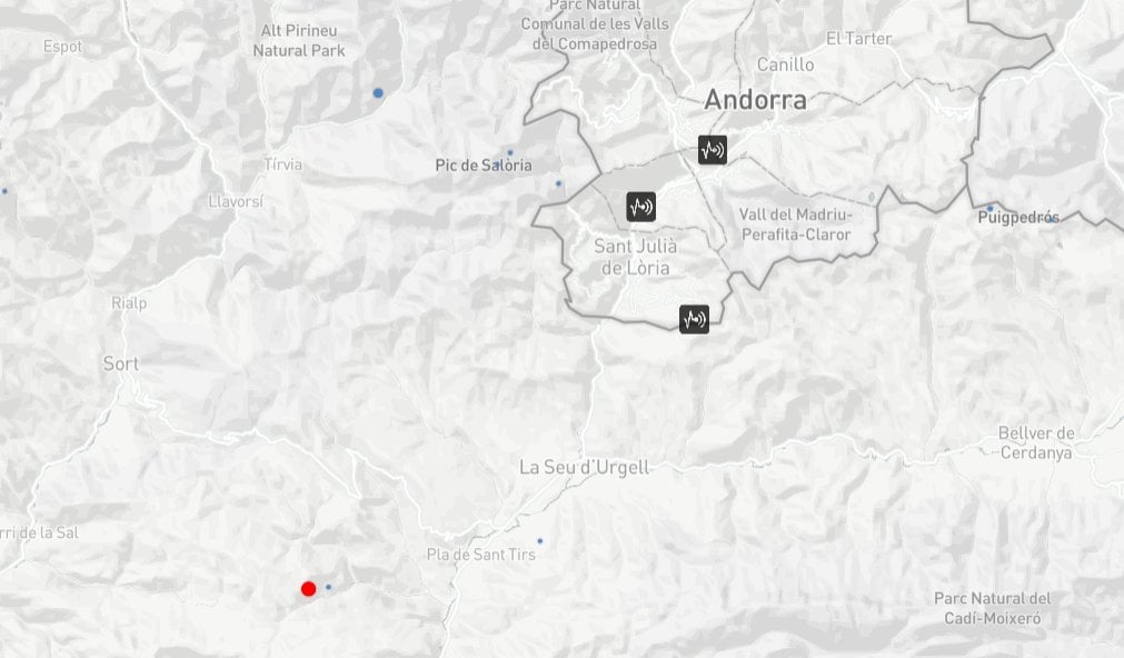 アンドラで2.4マグニチュードの地震を認識しました