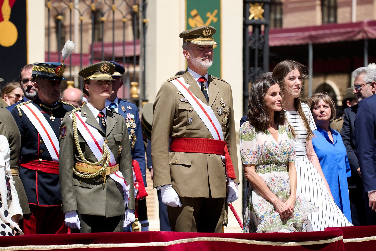 スペインのレオノール王女、フェリペ国王、レティシア王妃、ソフィア王女King Felipe VI of Spain Queen Letizia of Spain Crown Princess Leonor of Spain and...