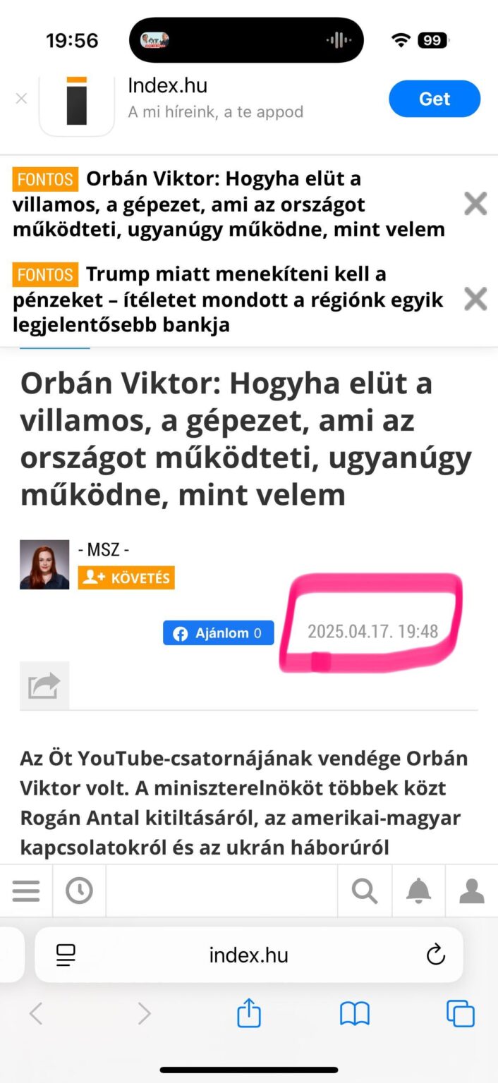 インデックスは、Hont-Orbánインタビューを公開した瞬間に完全なインタビュー分析を降ろしました