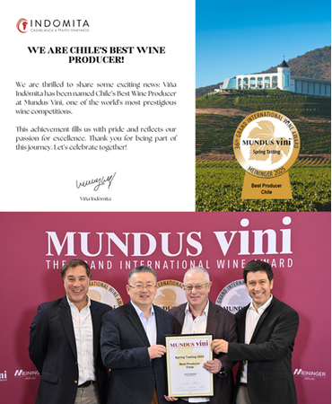 『インドミタ』がムンドゥス・ヴィニ スプリング・テイスティングで最優秀チリ生産者賞を受賞いたしました：マピオンニュースの注目トピック