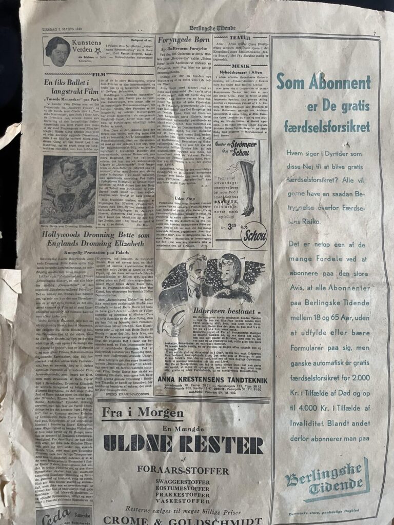 Berlingske Tidende5。1940年3月
