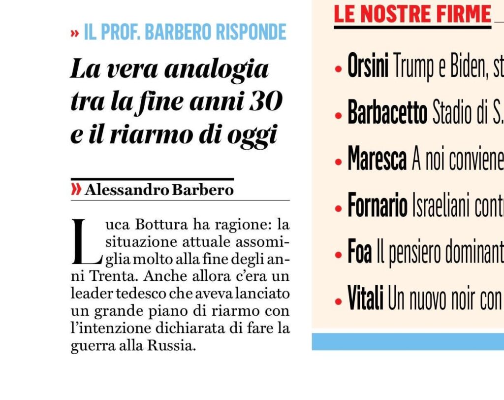 新聞の最初のページのバルベロは、ヒトラーのドイツ首相メルツを比較しています