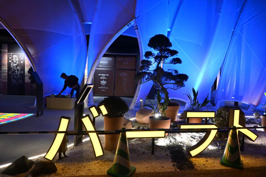 インドのパビリオン工事進捗（撮影4月23日：大阪・関西万博）