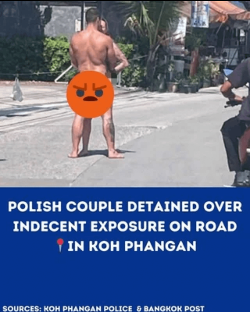 ポーランドのカップルは、kohphanganのヌードのために逮捕されました。