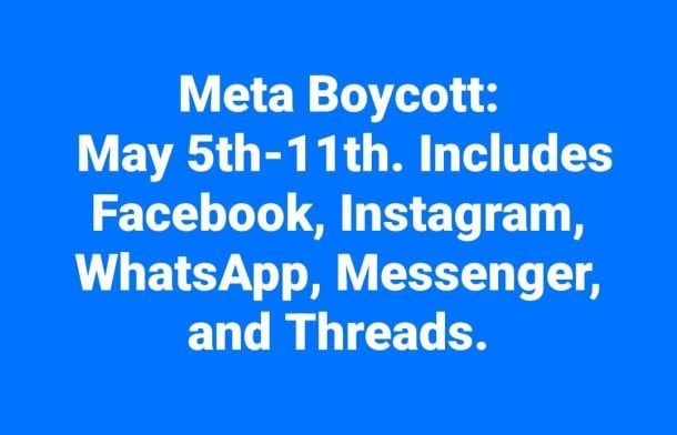 メタのネットワーク /デジタル抗議のボイコットは5月5日から11日の間に行われます
