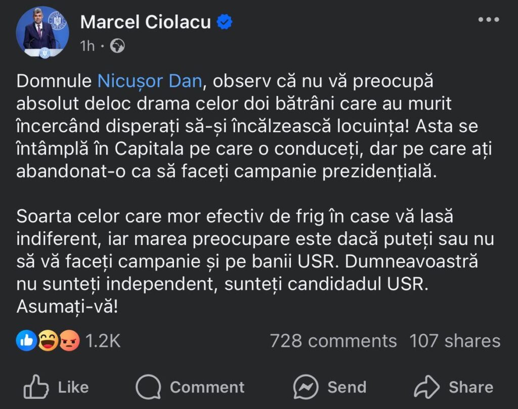 CiolacuはNicusor Danに対応します