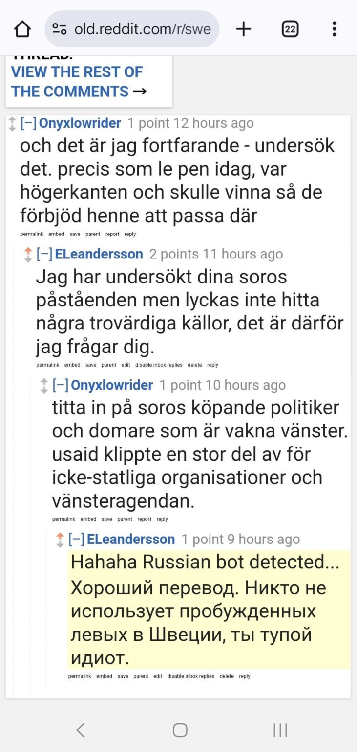 ロシアの底は、Swedditに感染し続けています