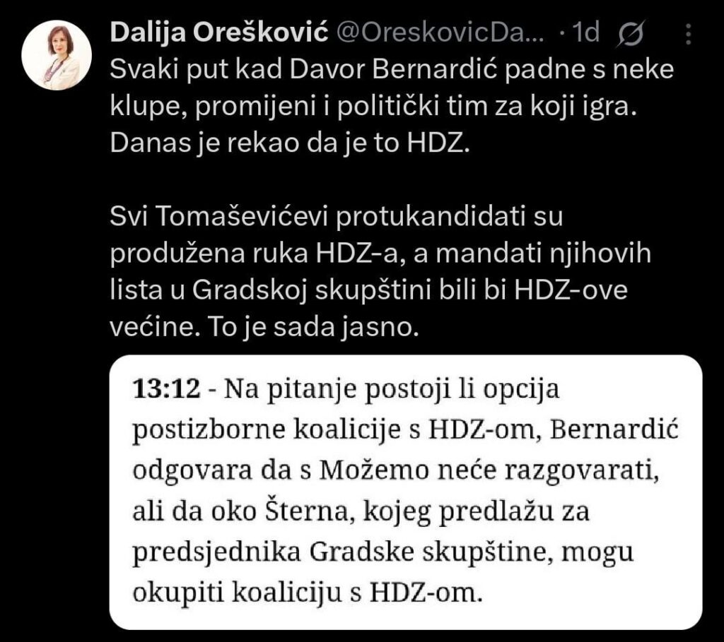 SDPをほとんど破壊した後、Davor BernardicはHDZを破壊しようとし、