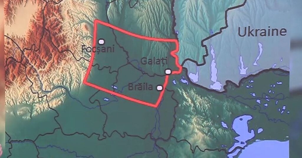 潜在的な戦場の土地をマッピングするフランス。ロシアがルーマニアに侵入できる場所。