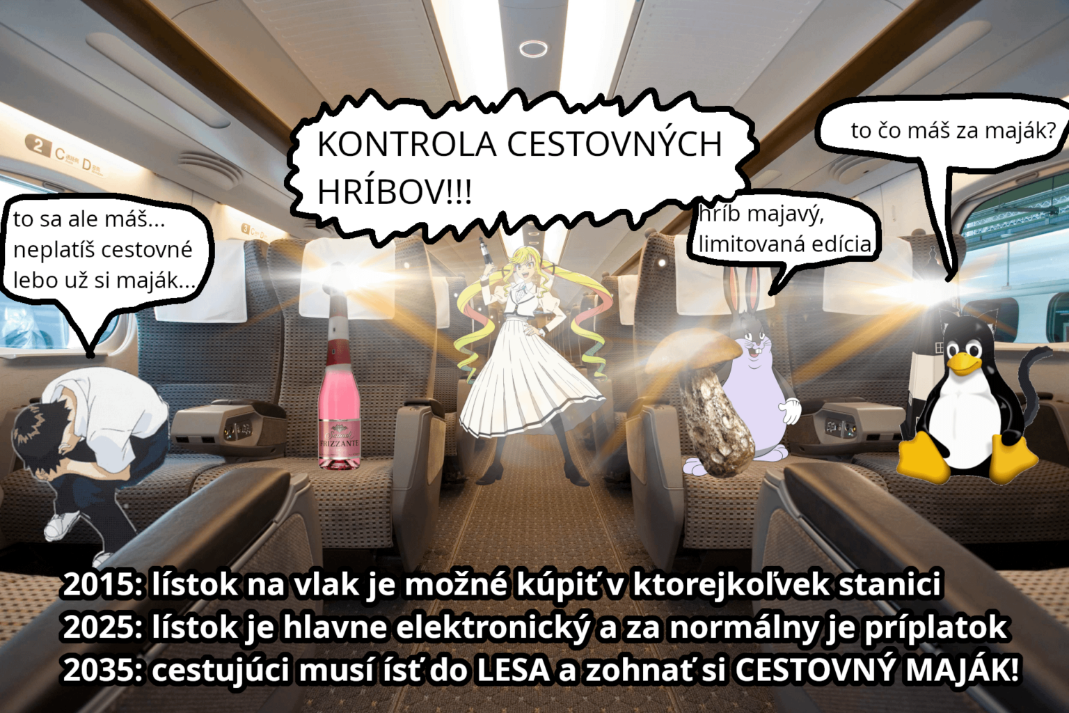 これは、Kosicki Huba IlluminatiがZSSKを制御する2035年に列車がどのように見えるかです。メモの代わりに市長を集めなければならないことは何ですか？！笑うまで共有してください!!!