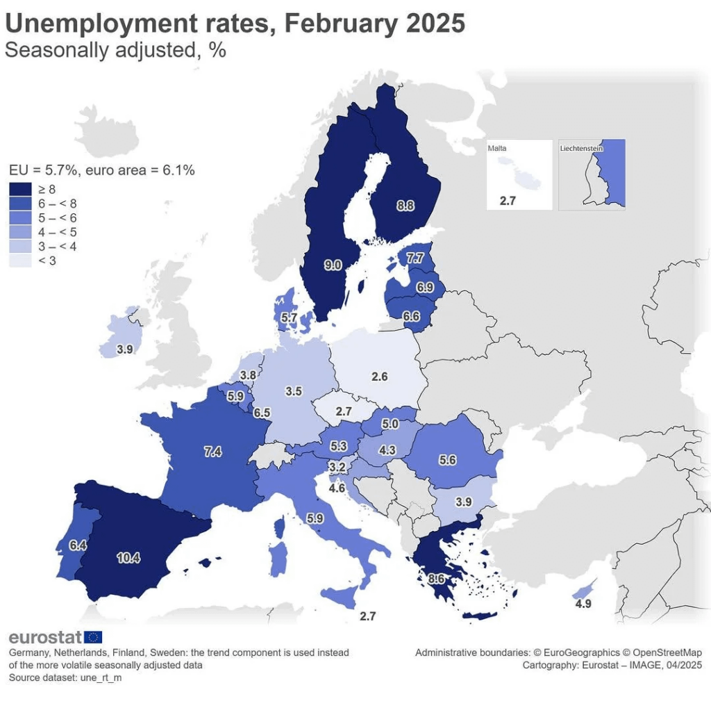 EU失業率 -  2025年2月