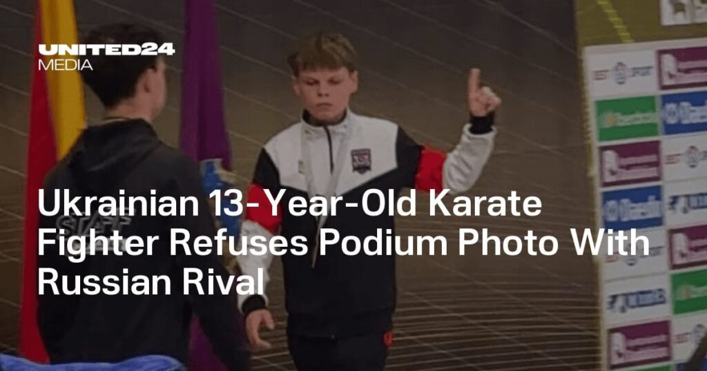 ウクライナの13歳の空手戦闘機は、ロシアのライバルと表彰台の写真を拒否します