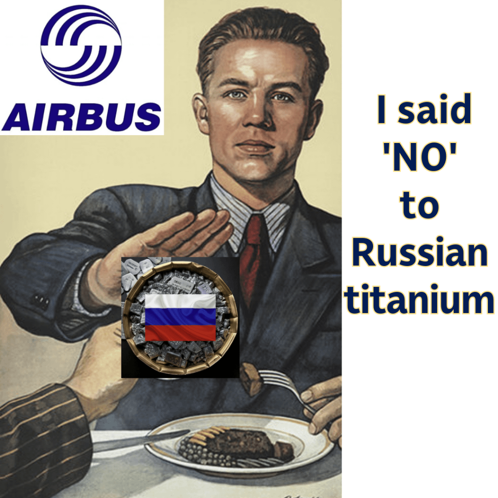 エアバスは、最近の報告によると、ロシアのチタンからの移行をロシアのチタンから迅速に追跡しています。 EUはロシアのチタンを認可していませんが、エアバスはサプライチェーンの回復力のための賢明な動きをしています。よくやった！