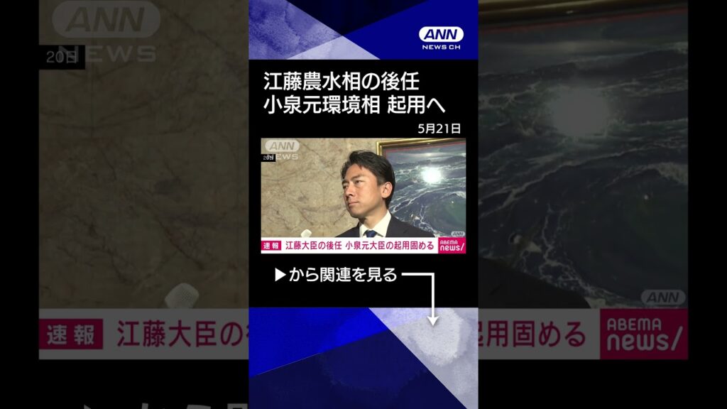 【ニュース】江藤農水大臣の後任に小泉進次郎元環境大臣の起用固める 【速報】#shorts