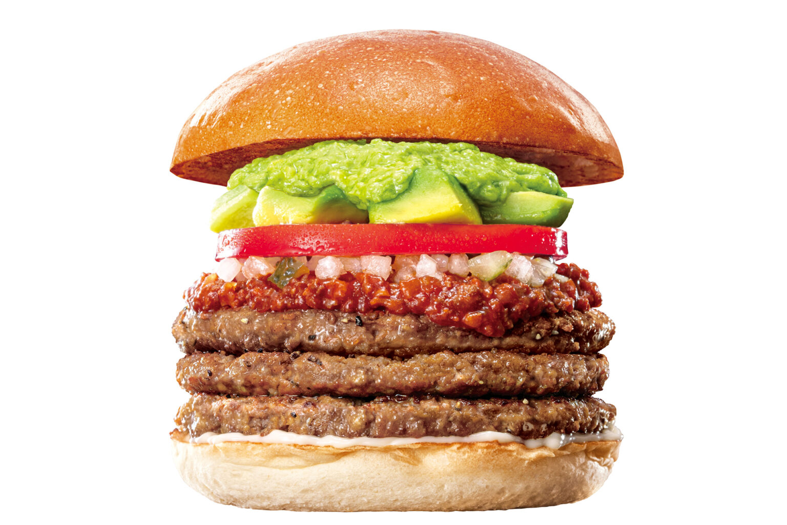 ロッテリア「肉（29）の日」は牛肉100％パティ3枚を重ねた「キングホットチリミートアボカド絶品ビーフバーガー」など販売 - グルメ Watch