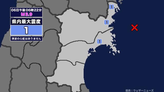 【地震】宮城県内で震度1 宮城県沖を震源とする最大震度1の地震が発生 津波の心配なし（khb東日本放送） - Yahoo!ニュース - Yahoo!ニュース