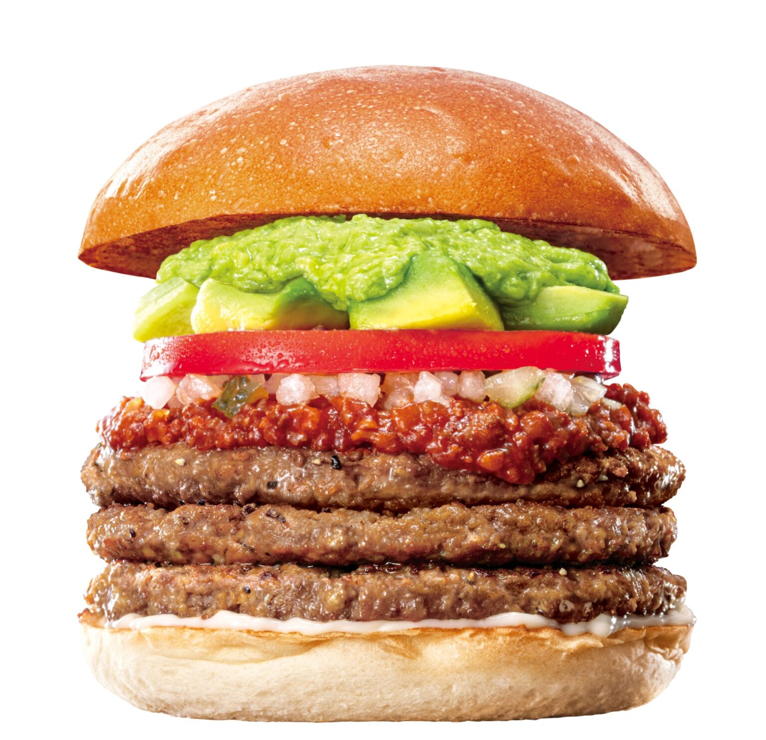 ロッテリア“牛肉100％パティ3枚×大きめアボカド” 「キングホットチリミートアボカド絶品ビーフバーガー」発売【肉の日】 | オトナンサー