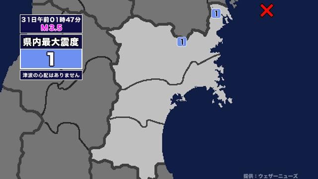 【地震】宮城県内で震度1 宮城県沖を震源とする最大震度1の地震が発生 津波の心配なし（khb東日本放送） - Yahoo!ニュース - Yahoo!ニュース