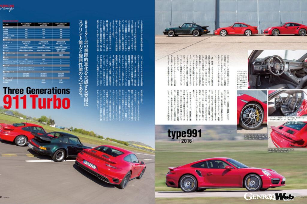 本誌『GENROQ』2025年4月号に掲載された「ポルシェ 911 ターボ」世代別の比較試乗記から、興味深い英語表現をピックアップした。
