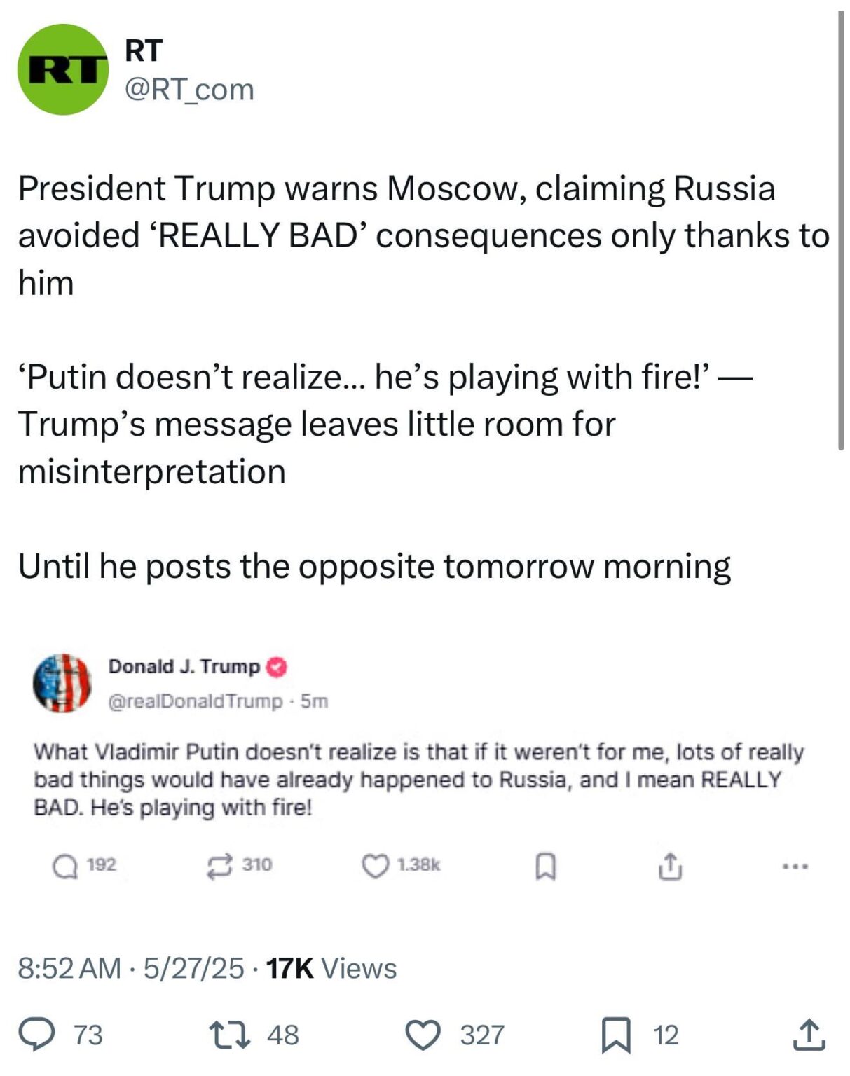 プーチンとロシアについてのトランプティレードに対するロシアの国家メディアの反応