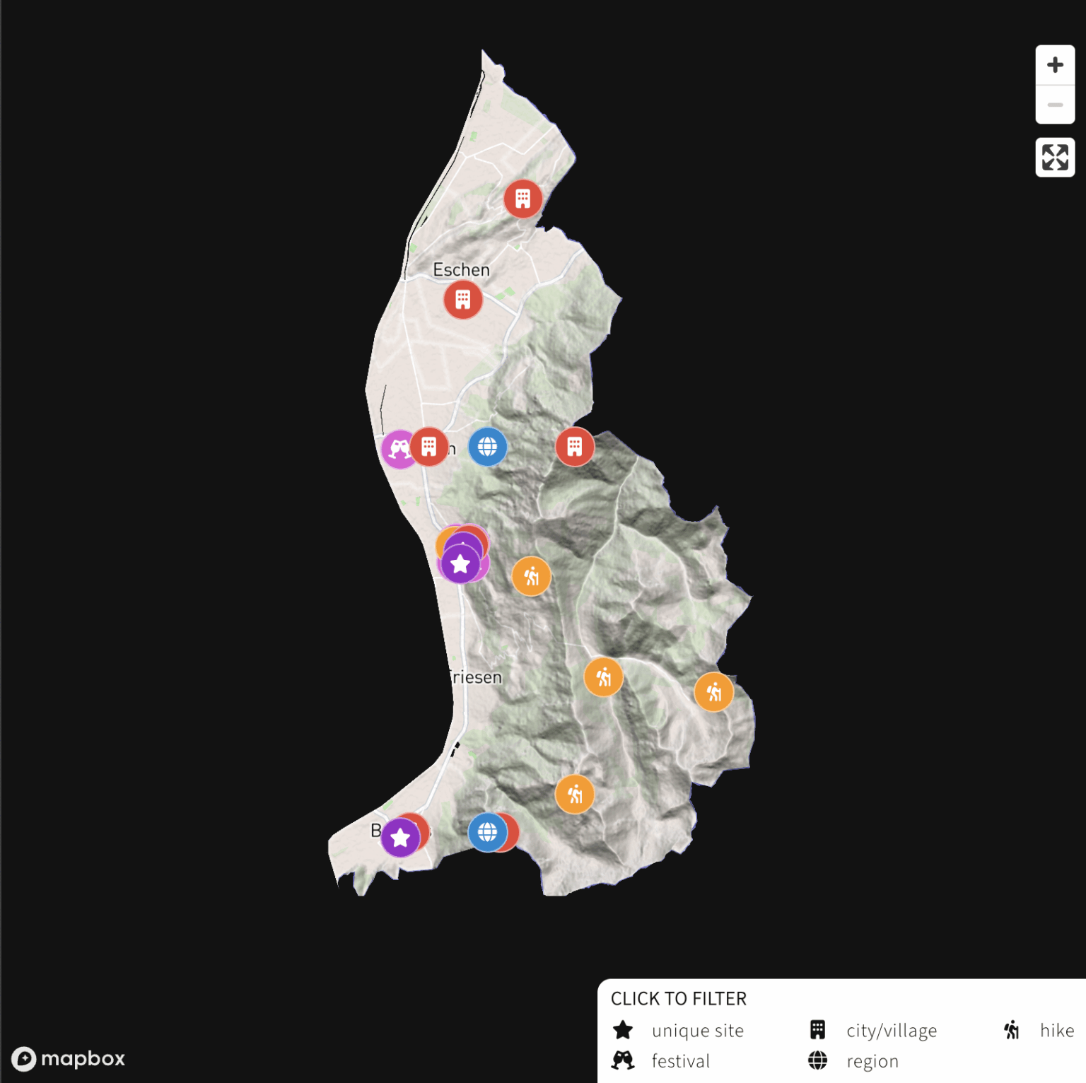 リヒテンシュタインのどこに行くかというこのインタラクティブな地図を作成しました